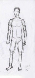 A pencil sketch of a man standing
